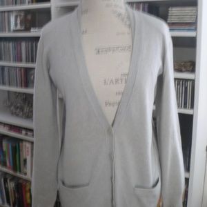 INHABIT OVERSIZED CASHMERE PALE GRAY CARDI - S